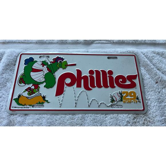 Philadelphia Phillies VINTAGE PHANATIC License Plate 1984 Harrison/Erickson WTAF - Picture 1 of 4